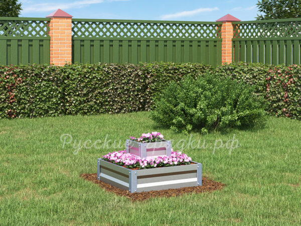 Клумба «Квадратная 2 яруса» оцинкованная